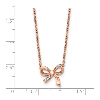 Stainless Steel CZ IP Bow Necklace – view 6