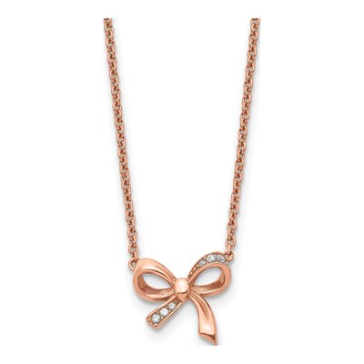 Stainless Steel CZ IP Bow Necklace