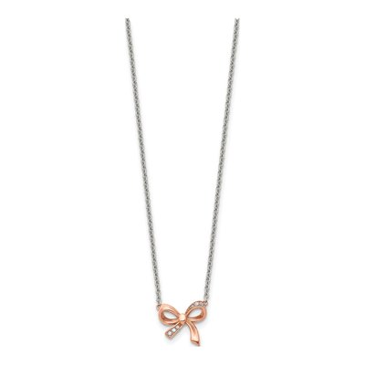 Stainless Steel CZ Bow Necklace – view 4