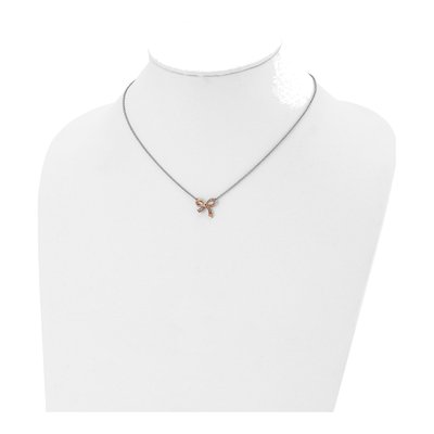 Stainless Steel CZ Bow Necklace – view 5