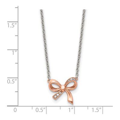 Stainless Steel CZ Bow Necklace – view 6