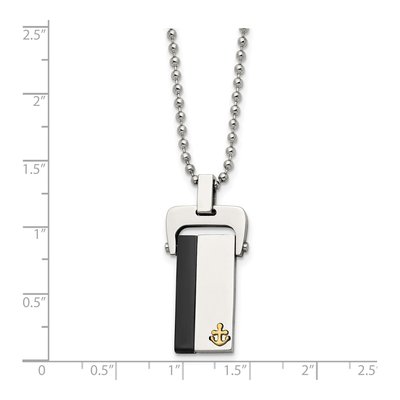 Black Stainless Steel Black Dog Tag Pendant Necklace – view 6