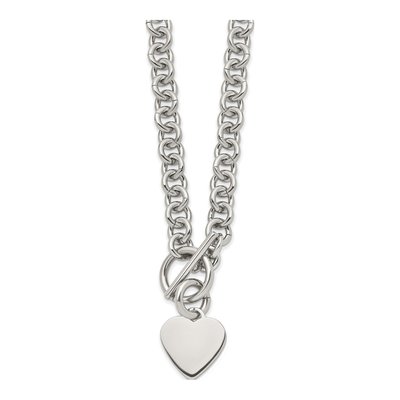Stainless Steel Heart Toggle Pendant Necklace