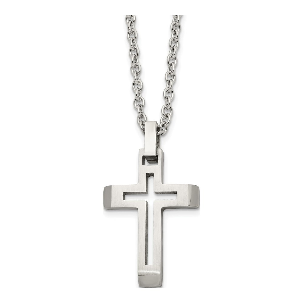 Men's Stainless Steel Cross Necklace, 20 in