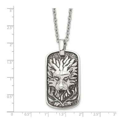 Stainless Steel Lion Dog Tag Pendant Necklace – view 6