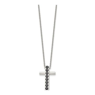 Stainless Steel CZ Cross Pendant Necklace – view 4