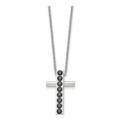 Stainless Steel CZ Cross Pendant Necklace