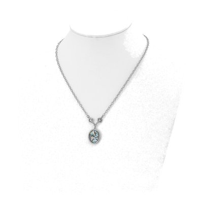 Stainless Steel CZ Abalone Pendant Necklace – view 5