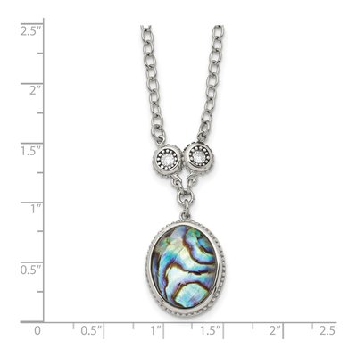 Stainless Steel CZ Abalone Pendant Necklace – view 6