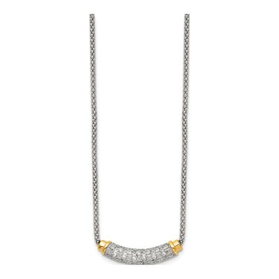 Stainless Steel CZ Pvd-Plated Bar Necklace – view 4