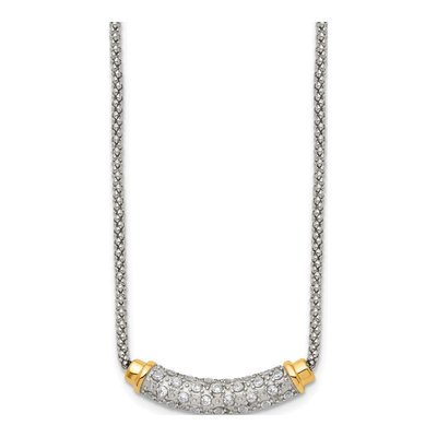 Stainless Steel CZ Pvd-Plated Bar Necklace