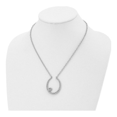 Stainless Steel CZ Textured Necklace – view 5