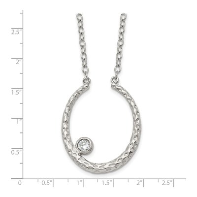 Stainless Steel CZ Textured Necklace – view 6