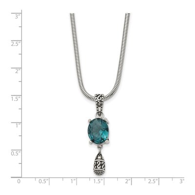 Stainless Steel Blue Glass Pendant Necklace – view 6