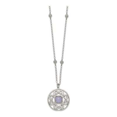 Stainless Steel Purple Chalcedony Pendant Necklace – view 4