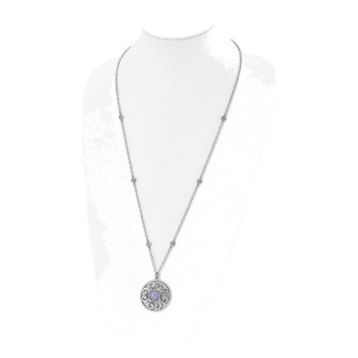 Stainless Steel Purple Chalcedony Pendant Necklace – view 5