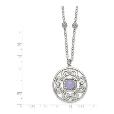 Stainless Steel Purple Chalcedony Pendant Necklace – view 6