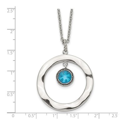 Stainless Steel Blue Glass Circle Pendant Necklace – view 6