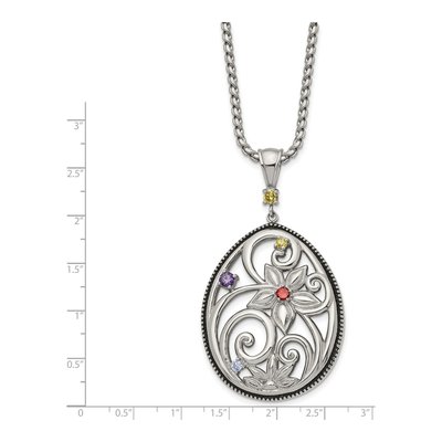 Stainless Steel CZ Multicolor Pendant Necklace – view 4
