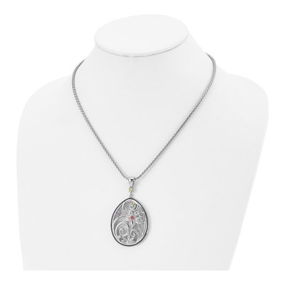 Stainless Steel CZ Multicolor Pendant Necklace – view 5