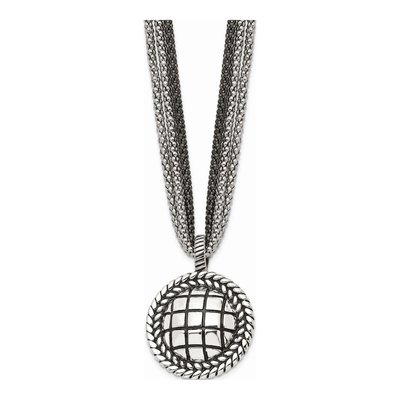 Stainless Steel Reversible Blue Sandstone Pendant Necklace – view 5