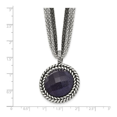 Stainless Steel Reversible Blue Sandstone Pendant Necklace – view 7