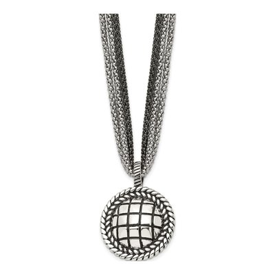 Stainless Steel Reversible Blue Sandstone Pendant Necklace – view 8