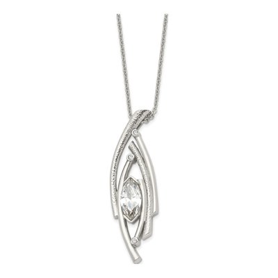 Stainless Steel CZ Textured Pendant Necklace – view 4