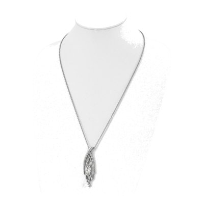 Stainless Steel CZ Textured Pendant Necklace – view 5