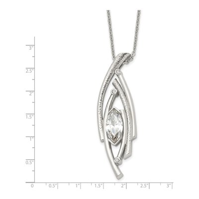 Stainless Steel CZ Textured Pendant Necklace – view 6