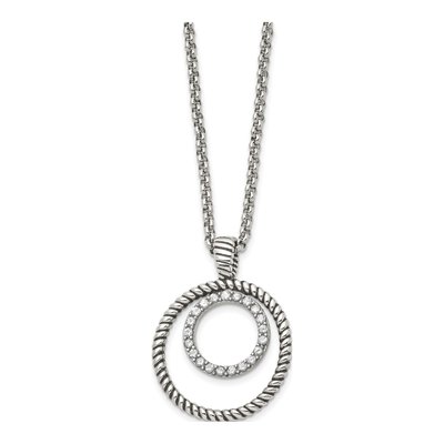 Stainless Steel CZ Circle Pendant Necklace – view 4