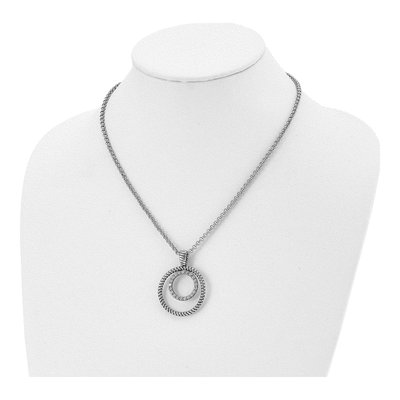 Stainless Steel CZ Circle Pendant Necklace – view 5