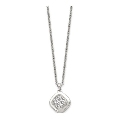 Stainless Steel CZ Square Pendant Necklace – view 4