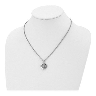 Stainless Steel CZ Square Pendant Necklace – view 5