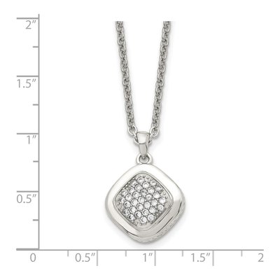 Stainless Steel CZ Square Pendant Necklace – view 6