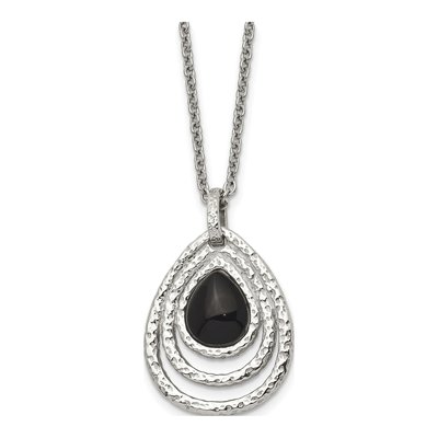 Stainless Steel Onyx Pendant Necklace