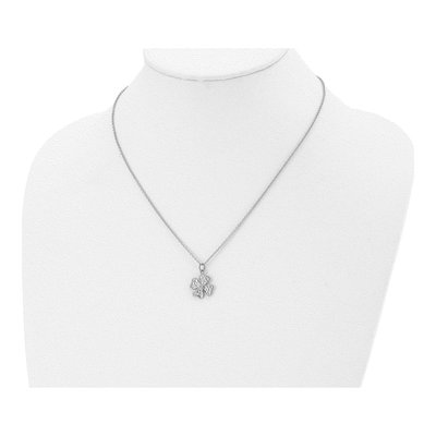 Stainless Steel Crystal Four Leaf Clover Pendant Necklace – view 5