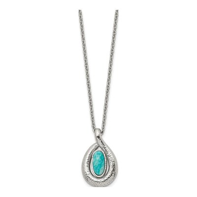 Stainless Steel Textured Dyed Jade Pendant Necklace – view 4