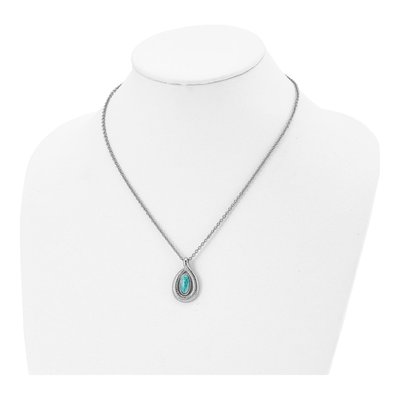 Stainless Steel Textured Dyed Jade Pendant Necklace – view 5