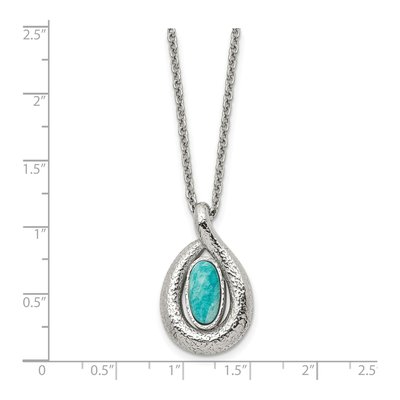 Stainless Steel Textured Dyed Jade Pendant Necklace – view 6
