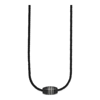 Black Stainless Steel Black Leather Cord Necklace – view 4