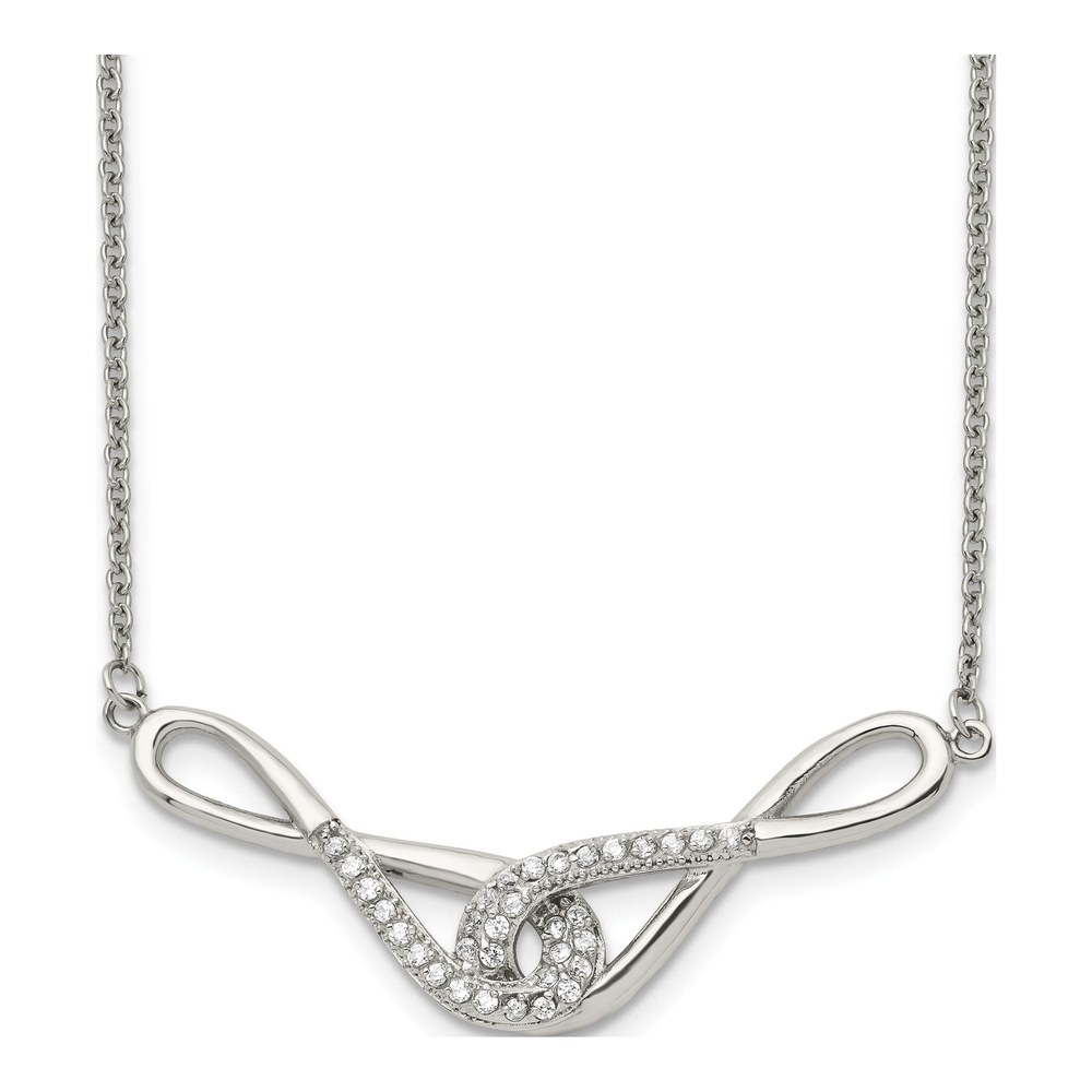 Stainless Steel CZ Infinity Pendant Necklace