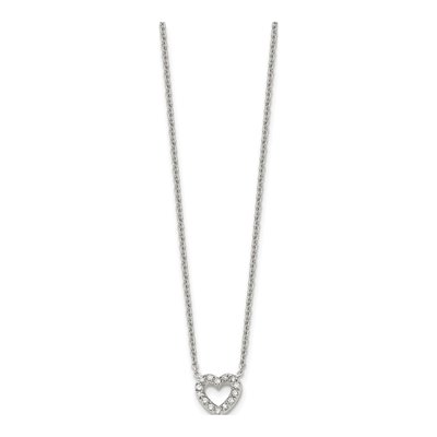 Stainless Steel CZ Open Heart Pendant Necklace – view 4