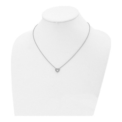 Stainless Steel CZ Open Heart Pendant Necklace – view 5