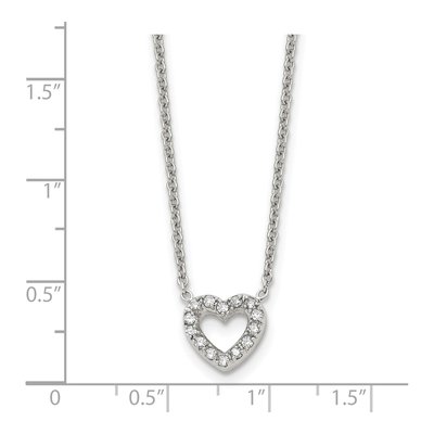 Stainless Steel CZ Open Heart Pendant Necklace – view 6