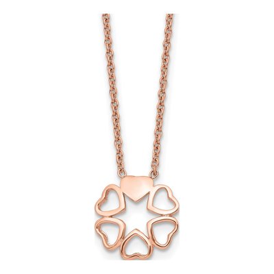 Stainless Steel IP Circle of Hearts Pendant Necklace