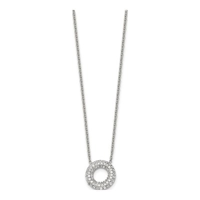 Stainless Steel CZ Circle Pendant Necklace – view 4