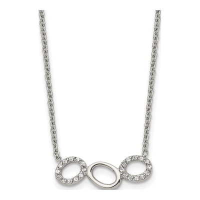 Stainless Steel CZ Circles Pendant Necklace