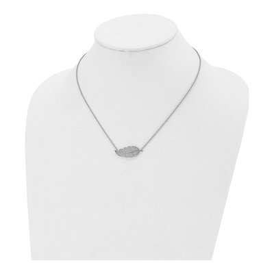 Stainless Steel CZ Leaf Pendant Necklace – view 5