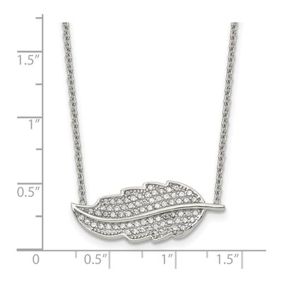 Stainless Steel CZ Leaf Pendant Necklace – view 6